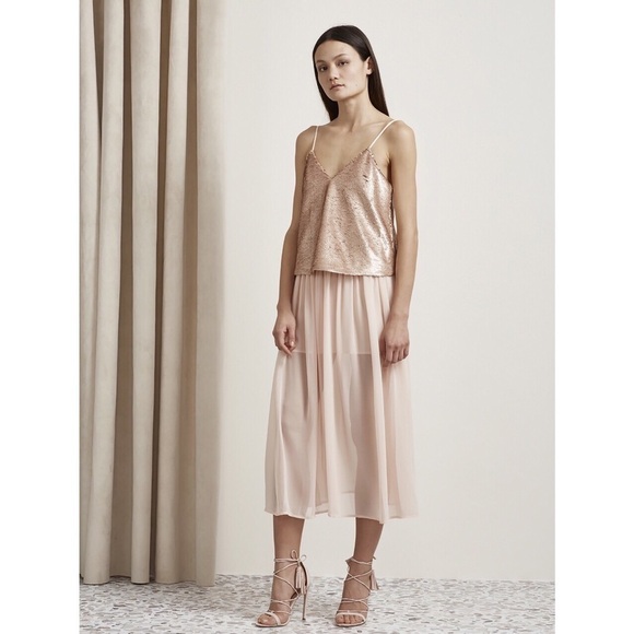 Keepsake Blame It On Me Pink Sequin Midi Dress S - Picture 1 of 8